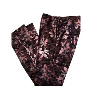 Insight Womens Floral Metallic Print Slim Straight Leg Pull On Pants Size 6